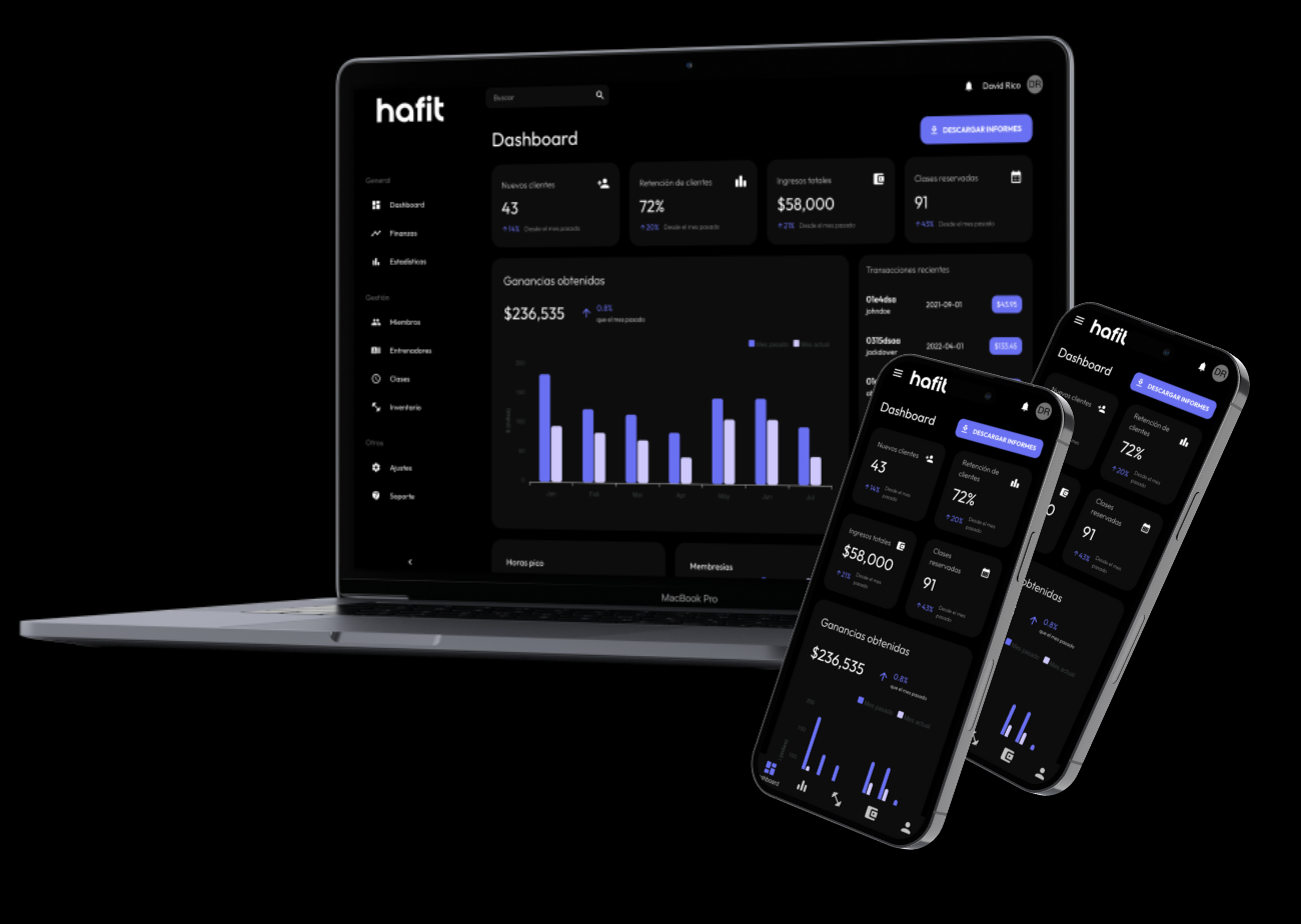 Visualización de la app Hafit en un dispositivo